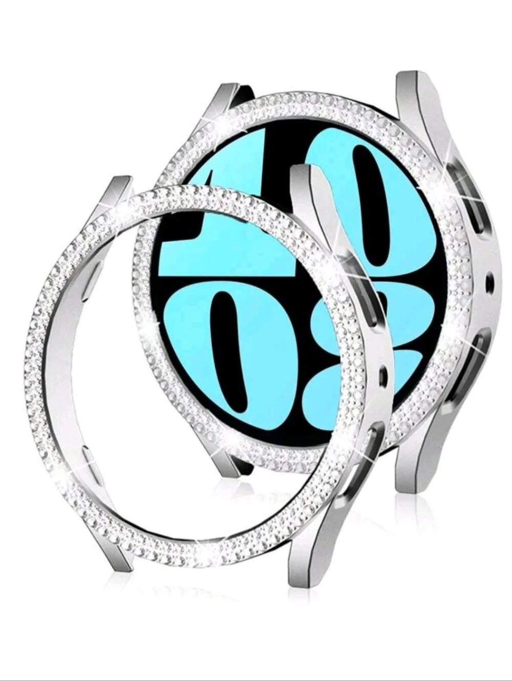2 Pc. Samsung Galaxy Watch 4/5 44mm Rhinestone Bezel Watch Cases - Silver & Gold